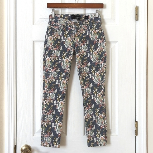 Lucky Brand Denim - Lucky Brand Lolita Floral Low Rise Ankle Cropped Skinny Jeans Gray 00/24